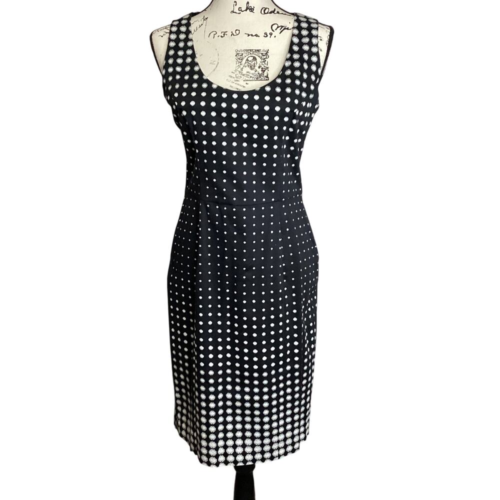SELA Collection Sleeveless Sheath Dress Polka Dots Size M/6 Bodycon Stretch Midi